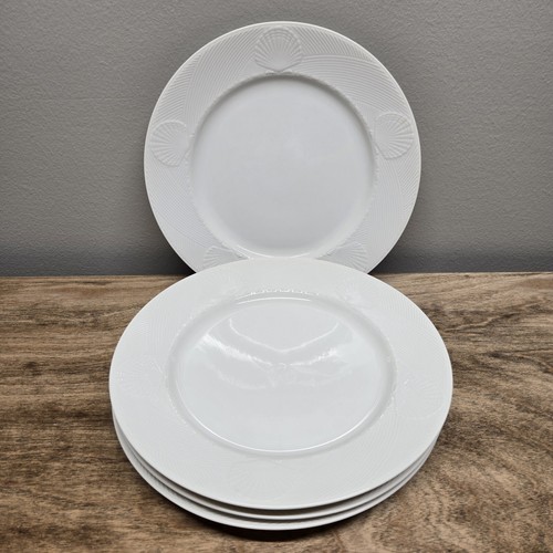 Mikasa Dinner Plates x4 White Sea Quest Fine China 10 3/4" M3301 Japan Shells