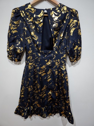 Misha Collection Dress AUS 6 US 2 Havannah Mini NEW Navy Gold Printed Formal - Bild 5 von 9