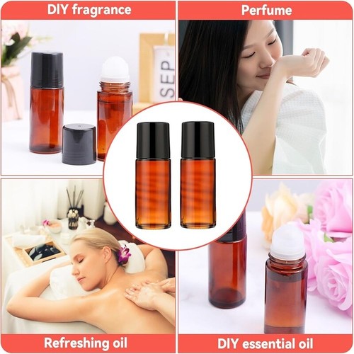 2PCs Glass Essential Oil Roller Bottles Refillable Fragrance Container Skincare - Picture 3 of 8