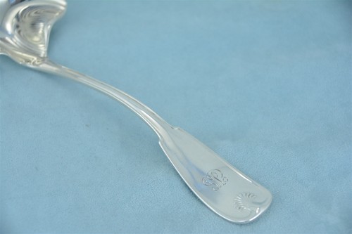 Tiffany Palm Sterling Silver 7-3/8" Gravy Ladle Script Monogram - Picture 4 of 7