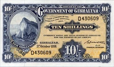 Gibraltar 10 Shillings 1958 Pick # 17