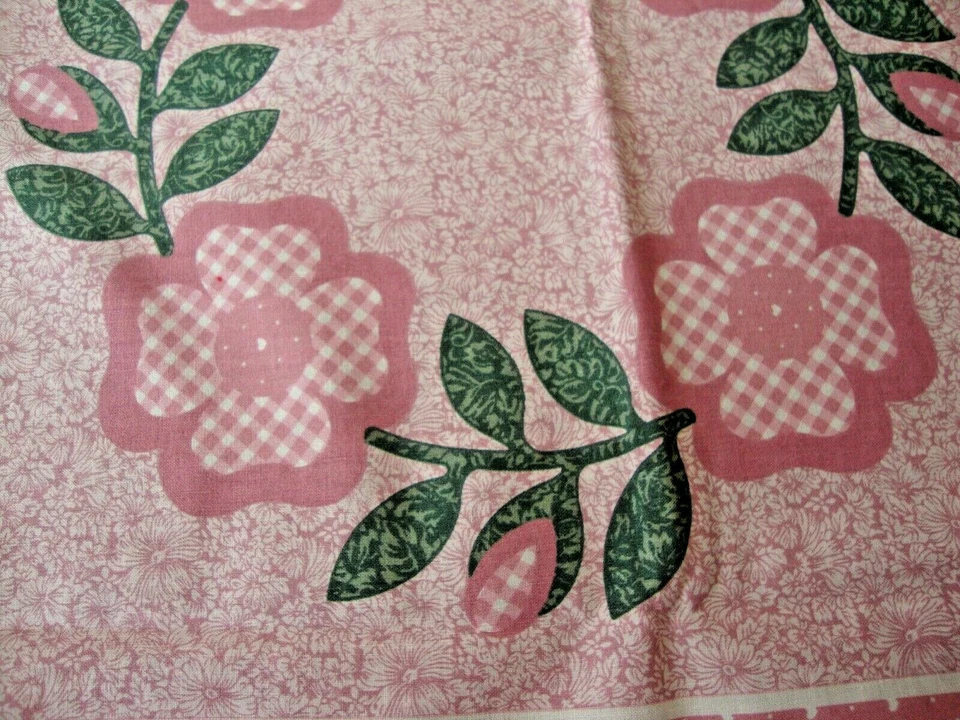 Light Pink Gingham Flowers Fabric Panels - Fabric Traditions 1992 - Image 3 of 4