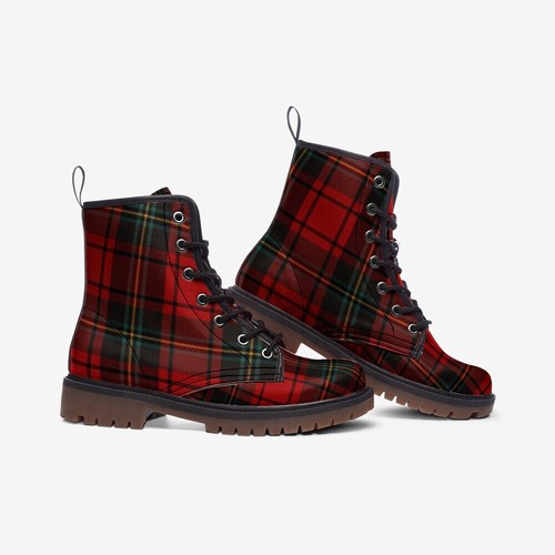 Red Scottish Clan Tartan Plaid Boots - Picture 2 of 25