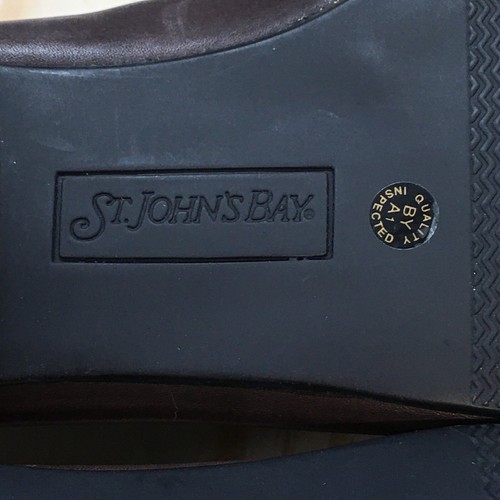 St Johns Bay Shoes Womens 9.5 M Lauren Slip On Loafer 024-2613 Brown Leather - Picture 14 of 19