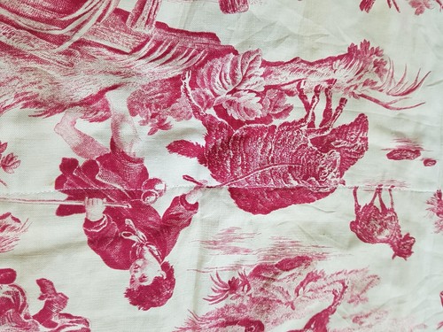 Antike französische Toile de Jouy bedruckte Gardine Flächenvorhang 245 x 106 cm  - Bild 8 von 14