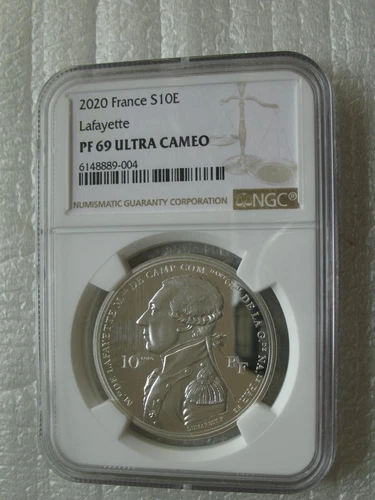 France 10 Euro 2020 Silver Proof Coin La Fayette Arrival in Boston NGC PF69