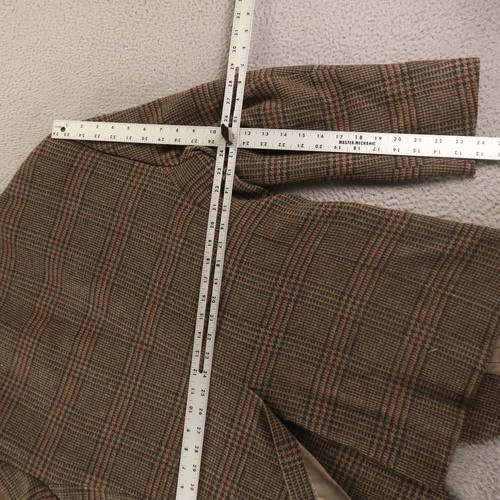 VTG Tweed Jacket M Brown Prince of Wales Check 100% Wool Blazer Sport Coat 42S - Picture 16 of 17