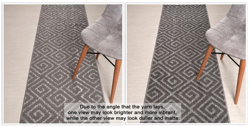 Länge nach Maß Treppe Flur Läufer Teppich rutschfeste Rückseite, Quadrate grau - Bild 7 von 7