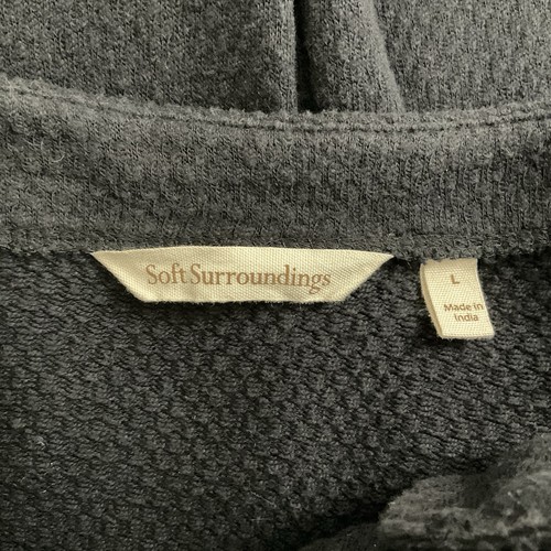 Soft Surroundings Thermal Tunic Top Black Kangaroo Pocket Buttons Lagenlook Sz L - Picture 9 of 10