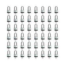 48 Pack Laminated Keyed Padlock (1-9/16", 40mm), Keyed Alike Locks, Black Hoo...