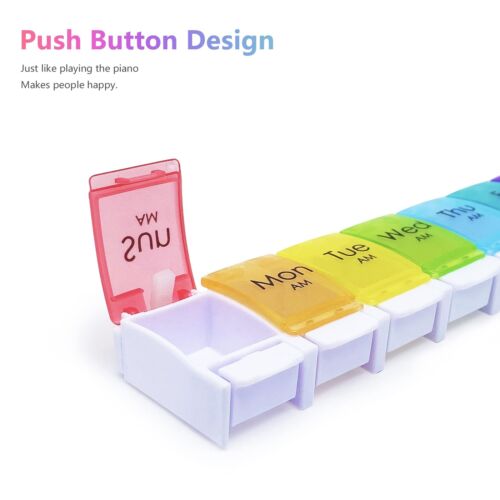 Large 7 Day Pill Organizer 2 Times a Day AM PM Pill Box Twice Daily 14 Dividers - Picture 6 of 6