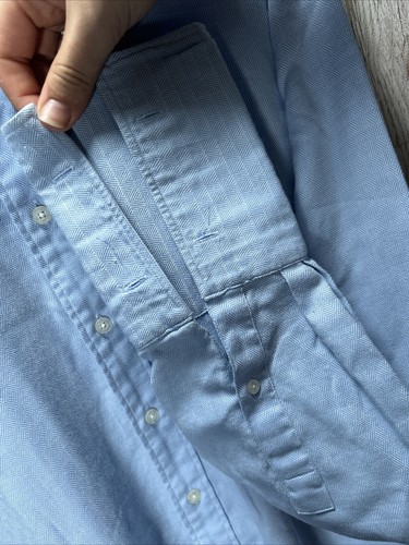 Yves Saint Laurent Dress Shirt Men 17” Blue Formal Oxford Cufflink Long Sleeve - Picture 13 of 18