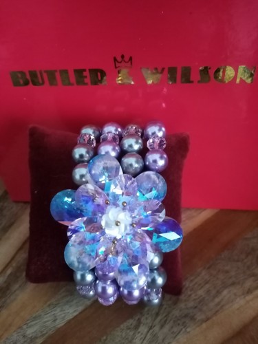 Butler &Wilson Necklace/Bracelet Set Crystal and Pearl Bead Pink/Purple/Silver - Picture 21 of 24