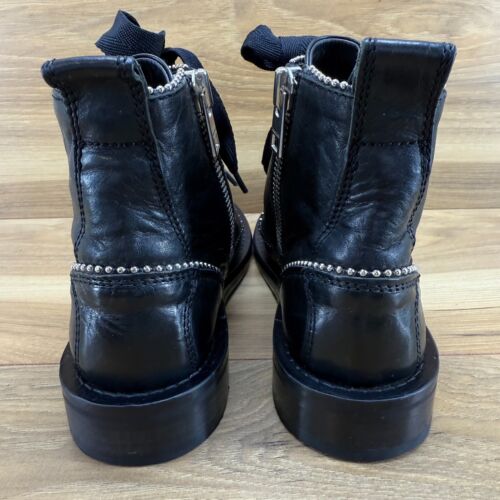 Zadig & Voltaire Womens Boots Size 7 EU 37 Black Studded Leather Zip Up Booties - Picture 7 of 10