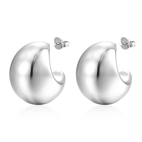 14K Gold EP Hoop Earrings Chunky Lightweight Jewelry for Women Smooth Dome - Picture 8 of 8