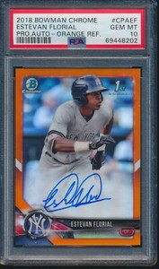 PSA 10 ESTEVAN FLORIAL AUTO 1st 2018 Bowman Chrome ORANGE REFRACTOR#/25 GEM MINT