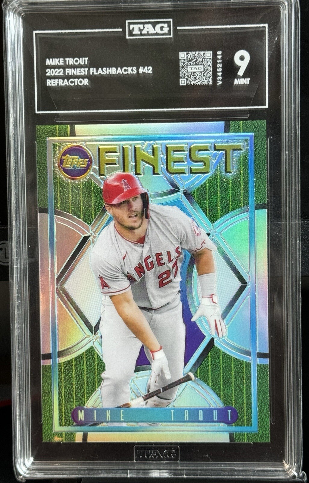 2022 Finest Flashbacks #42 Mike Trout Refractor TAG 9 🔥