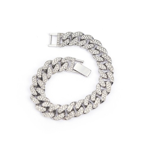 Herren Miss Hip-Hop Halskette Diamant Inlay Kuba Kette 8 Zoll Armband Zubehör Neu - Bild 15 von 15