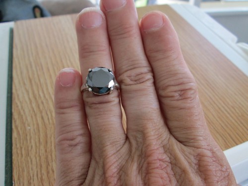 3.48ct BLACK DIAMOND RING,CERTIFICATE,FREE DIA TESTER,ENGAGEMENT Sz 5,6,7,8,9,10 - Picture 9 of 10