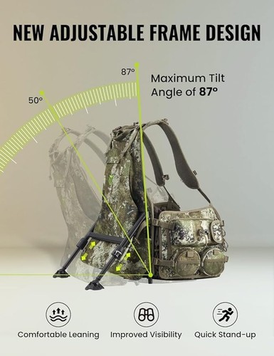 TIDEWE TURKEY VEST WITH SEAT HUNTING WITH GAME POUCH AND KICKSTAND STRUT CAMO - Picture 2 of 7
