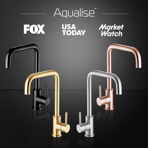 Minimalist Brushed Nickel Kitchen Faucet with 360° Swivel - 13.42" Tall - Picture 9 of 10