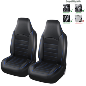 Black Car Synthetic Leather Front 2 Seat Covers Universal Seat Bucket Protector