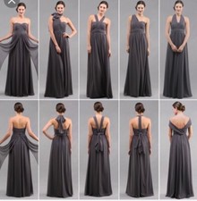 Jenny Yoo Womens 6 Convertible Aidan Dress Brown Strapless Chiffon Cocktail Gown