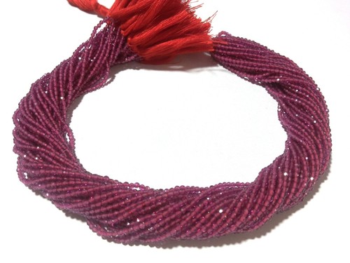 5 Strand Rubellite Quartz Round Faceted 2mm Quartz Gemstone Loose Beads 12"inch - Picture 6 of 7