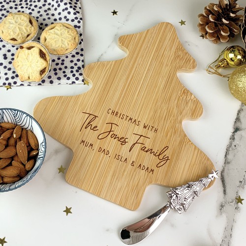 Personalised Family Christmas Tree Shaped Cheeseboard Wooden Serving Board Gift - Picture 28 of 35
