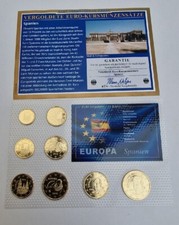 1 Cent-€2 Euro 2010-2014 Pure Gold Plated excellent Condition Coins Set Spain