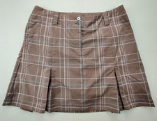 Nike Golf Fit-Dry Wmn's Sz 10 Brown Plaid Pleated Athletic Skort w/ Under Shorts