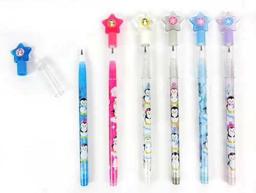 24 Pcs Penguins Multi Point Stackable Push Pencil Assortment with Eraser for Win - Picture 3 of 5