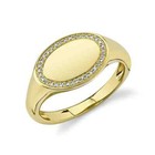 Cocktail Right Hand 0.08 Ct Natural 14K Yellow Gold Oval Signet Diamond Ring