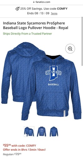 Indiana State Sycamores Baseball Hoodie - Picture 2 of 2