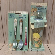 Precious Moments Luv N Care Feeding Nurser Baby Bottle & Hot Safe Spoon Set