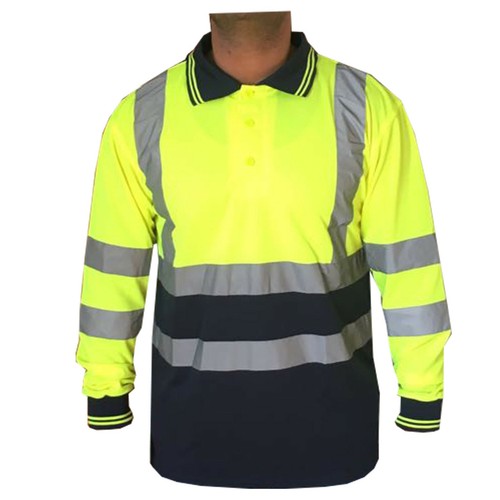 Mens Hi Viz Vis Visibility T-Shirt Reflective Safety Security Polo Work Top Tee - Picture 6 of 8