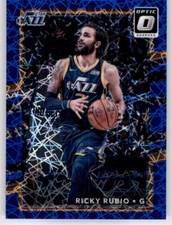 2017-18 Optic Blue Cracked Ice Ricky Rubio Prizm Holo Velocity Jazz #145