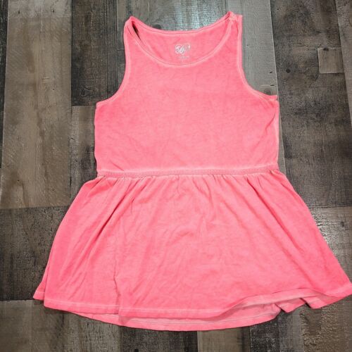Justice Girls Size 16 Regular Solid Casual Round Neck Racerback Pink Tank Dress