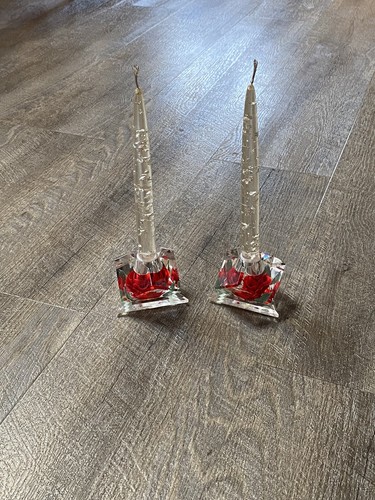 2 velas transparentes Lucite manchas plateadas de 8 pulgadas y soportes de rosas tallados a mano de acrílico - Imagen 12 de 17