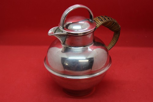 RARE L.B.S. Co #1120 Silverplated Creamer Pitcher w/Wicker Handle & Lid - Foto 2 di 21