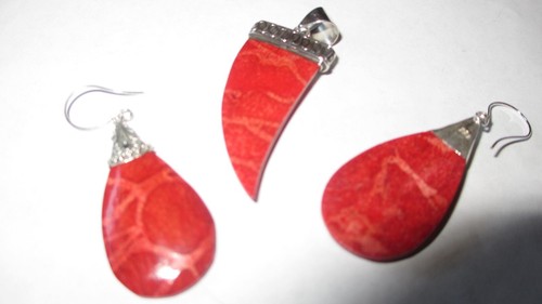 NEW Jewelry 925 Sterling Silver Sponge Coral Pendant & Earrings Native Northwest - Picture 3 of 12