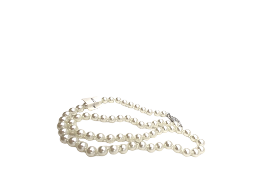Vintage Ivory White Pearl Necklace 18" 6mm Hand Knotted Princess Length Taiwan - Picture 10 of 24