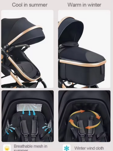 Fold Reversible Baby Pram Stroller Bassinet Shock Absorbers Jogger Push Chair AU - Picture 7 of 13