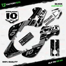 Gray & White Racing Graphics Sticker Kit fit Kawasaki KLX110 00-09 Decal
