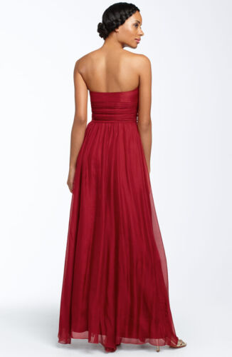 ABS by Allen Schwartz Sequined Strapless Gown Sz 4 Wine - Picture 2 of 2