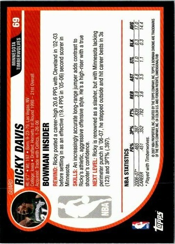 2007-08 Bowman Chrome Basketball -Pick Choose Your Cards  - Picture 61 of 117