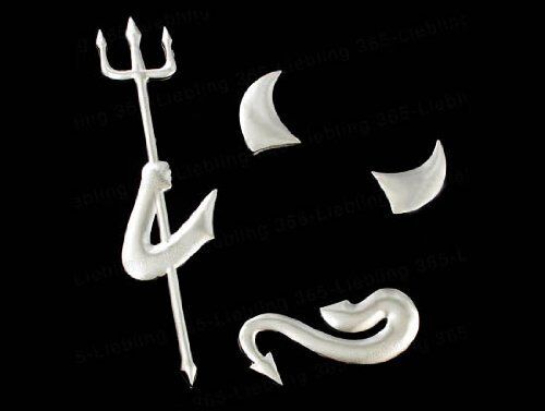 SILVER DEVIL KIT 3D Car Emblem Decal Badge Sticker Kit Fits Around Car Logo - Picture 1 of 6