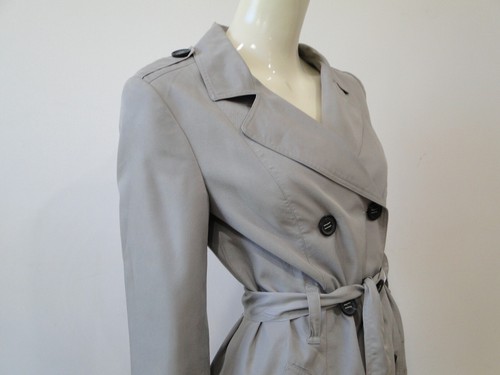 SABA grey cupro blend belted trench coat jacket size 8 gently worn RRP $349.00 - Picture 5 of 10