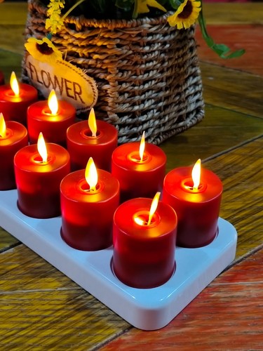 12pcs Flickering LED Votive Candles for Home, Christmas Festival Decor - Picture 5 of 8