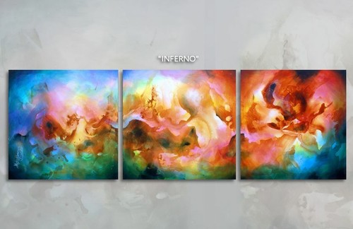 bright colorful large dreamy flowing decorative hypnotic original Mike Lang art - Picture 1 of 8